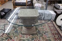 LARGE GLASS TOP TABLE WITH BASE 54"