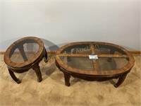 2 GLASS TOP OVAL TABLES