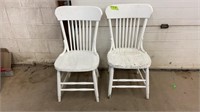 Two vintage wooden chairs.  17x16x35