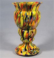 Bohemian End of Day Splatter Glass Vase