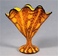 Franz Welz 1930's Czech Art Glass Fan Vase