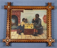 Black Americana Oil on Artist Board Painting