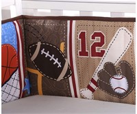 Wowelife Sports Crib Bumper for Boys Brown