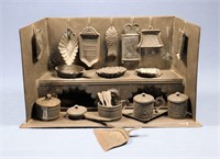 19th C. 27pc. Pressed Tin Toy Kitchen Set