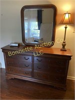 Dresser with Mirror and Lamp