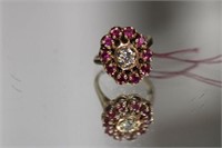 14kt yellow gold Diamond & Ruby cocktail Ring