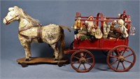 Antique Christmas Wagon w/ Presents & Horse