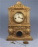19th C. Iron Front Mantle Clock
