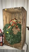Wreath & wood crate