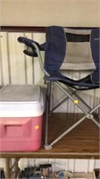 Rubbermaid cooler & igloo camp chair.