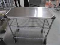 36" NSF Stainless 3tier~Shelf Cart w/ Solid Top