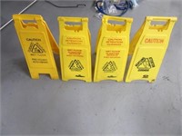 Lot (4) Folding Poly CAUTION Wet Floor Signs