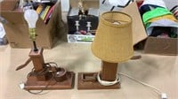 2 lamps with wooden stands