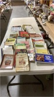 Lot of cookbooks and magazines