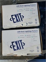 (2) LED "Exit" lights with Green Lettering, NIB