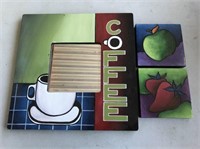 Wood Painted Coffee & Fruit Wall Art/Mirror