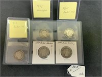 Five Silver Quarters; 1897, 1899-O, 1903-P, 1907