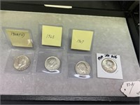 Four JFK Half Dollars; 1964, 1967, 1968