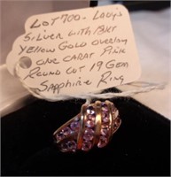 SILVER/ 18 KT YGOLD OLAY 1CT PINK SAPPHIRE RING
