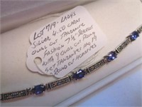 SILVER 4.5 CT OVAL TANZANITE BRACELET