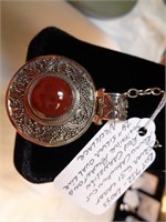 SILVER 6.31 CT RED CARNELIAN PENDANT NECKLACE