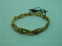 Heavy 18k Gold Emerald Bangle Bracelet