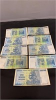Set of 9 Bank Of Zimbabwe $1,000,000 Notes