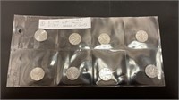 Set of 8 1944/45 Canadian Victory Nickels