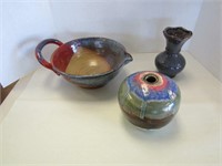 3 Glaze Pottery Pieces