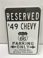 Reserved 49 Chevy Route 66 New 8" x 12" Metal Sign