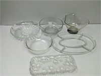 Lot of Clear Glass Plates Bowls Trays