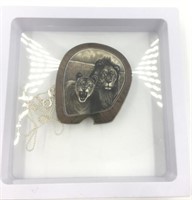 Sterling silver pendant with vintage scrimshaw ivo