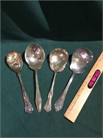 Silver plate serving spoons. There four silver