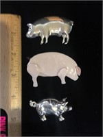 Metal & Glass Pig Pins