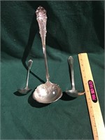 Punch Ladle & (2) Smaller Ones - All Silver Plate