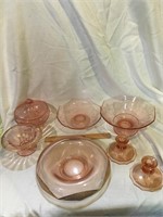 (7) Pieces of Elegant Pink Depression Glass