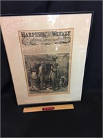 HARPER’S WEEKLY. Framed copy of the 1/31/1874