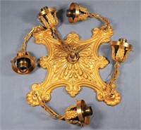 Fabulous Gilt Bronze & Crystal 5 Light Chandelier