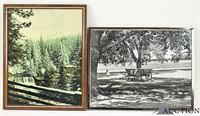 Framed Forest Photograph, Framed Wagon Print