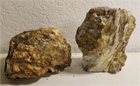 (2) Large Pieces Of Petrified Wood Approx 23+lbs