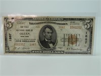 1929 $5 Olean NY Bank Note