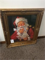 Gold Framed Framed Santa ( 27" W x 32" Tall)