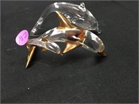 2 Dolphin Glass Decor Pieces