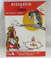 Wisconsin VS Iowa Oct 18 1958 Official Program