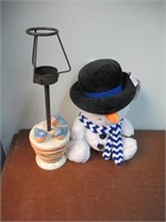 New Stuffed Snowman and Bird Candle (No Shade)