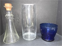Glass Bowl, Vase, & Bottle