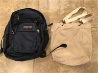 Jansport Backpack and Canvas Tote