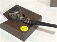 Pipe with Mexico Sterling Silver & Pipe Holder