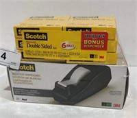 NIB Tape Dispenser & 6 Rolls Double Sided Tape