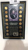 Framed Memorial to Lincoln w/ 16 Pennies & History